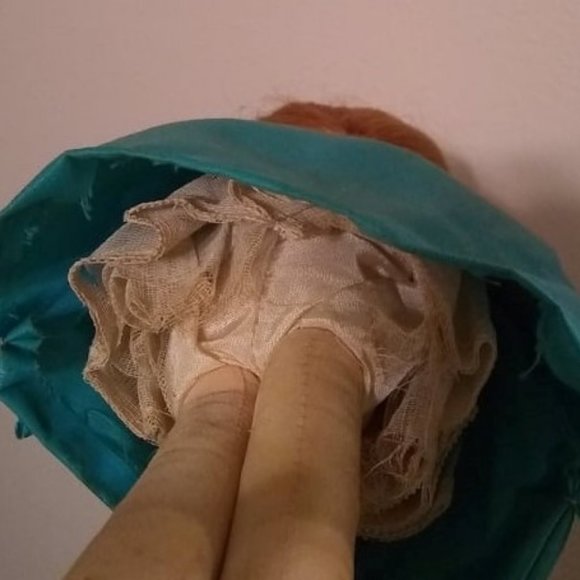 Rare 60's Retro Mod MCM Beautiful Big Eye Doll, Blue Satin Dress, Pillbox Hat - Picture 9 of 9